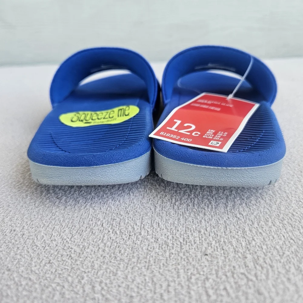 Nike Kawa Slide GS Toddler SZ 12 Hyper Cobalt White Slip-On Sandal 819352-400